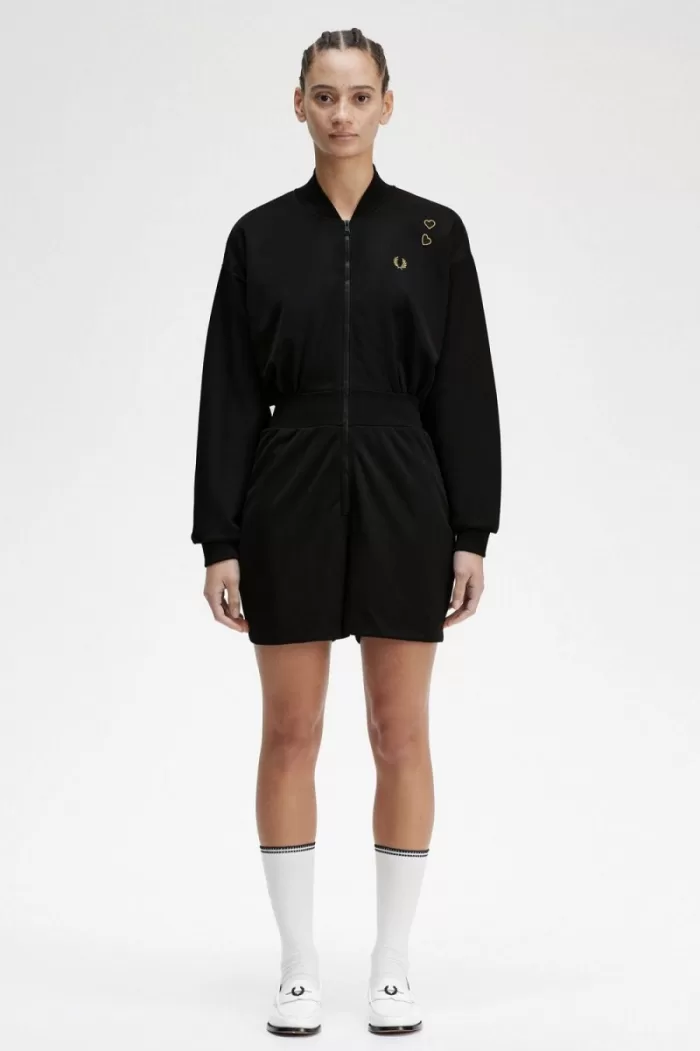 Fred Perry Zip-Through Playsuit Women’s Dress Black | JUCTX7584